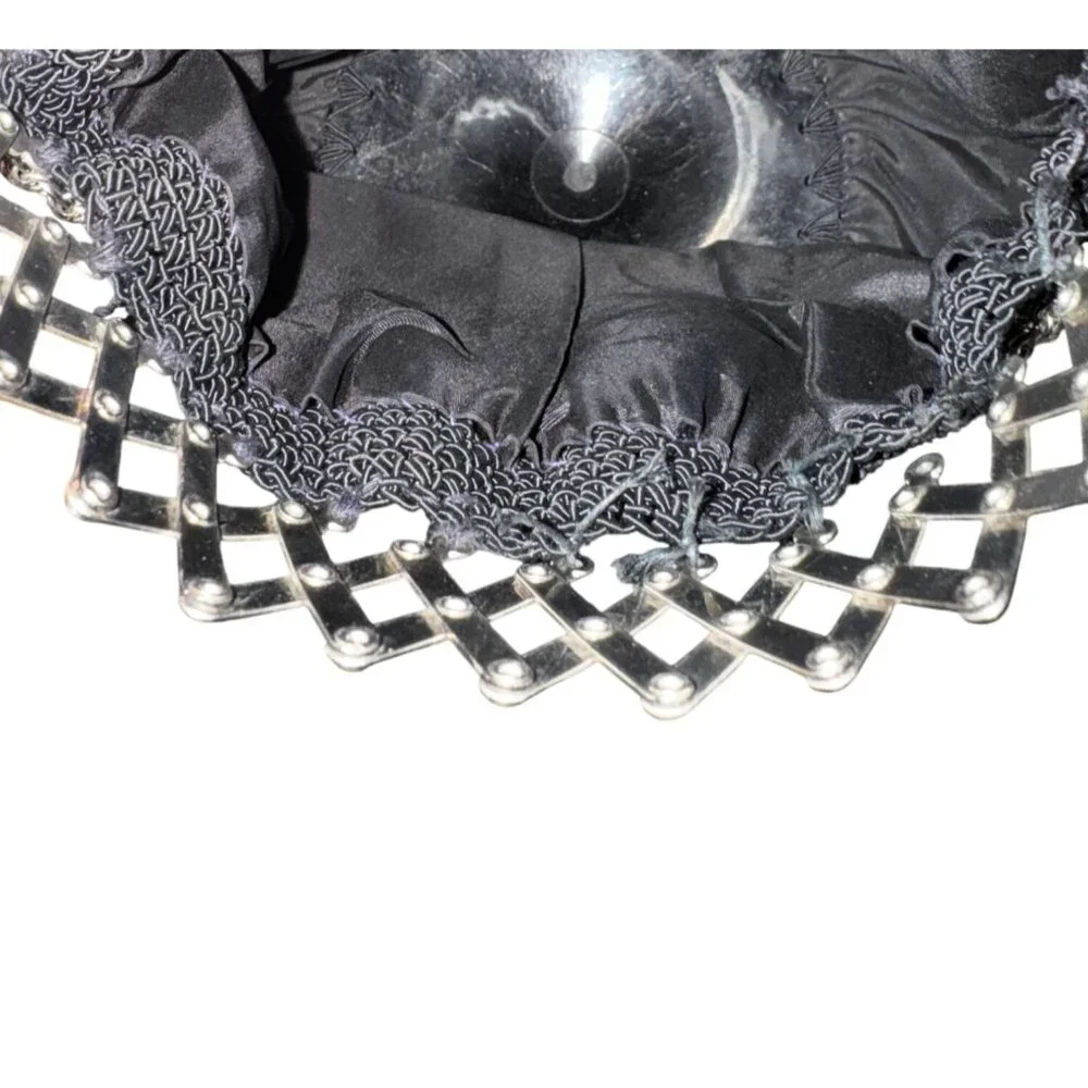 erman Art Deco Mesh Evening Purse Gate Frame Accordion Rhinestone 7 1/2" - Picture 10 of 10